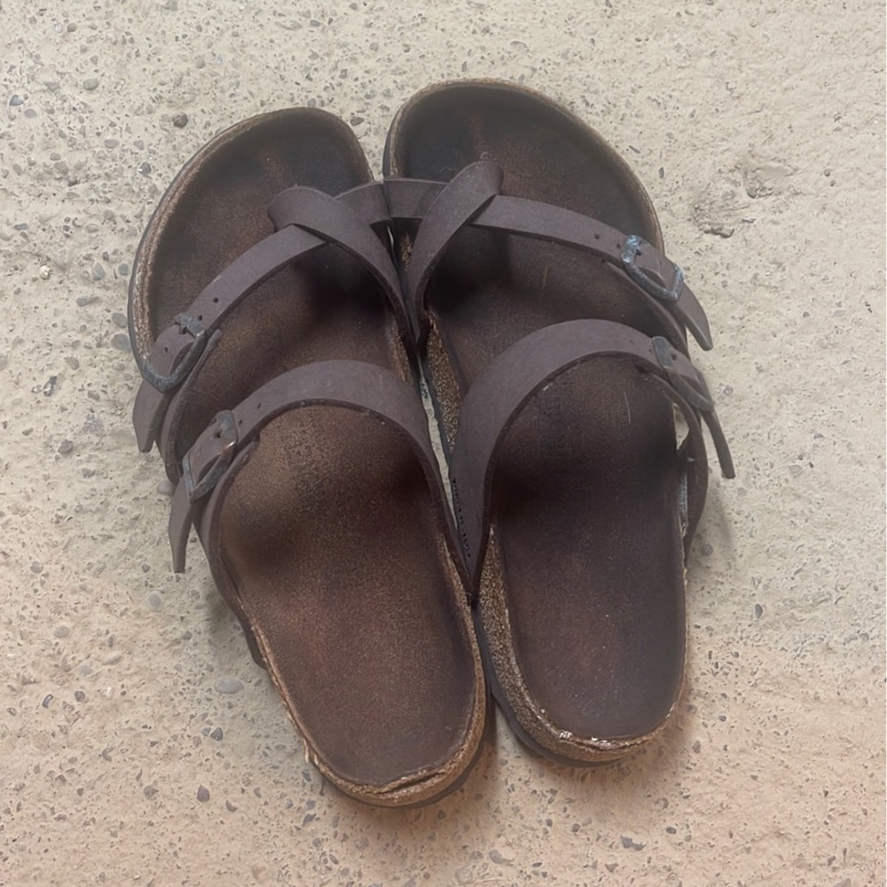 Well worn Birkenstock sandals size 38 brown